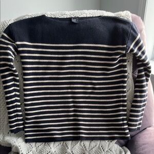 Gap Blue and Cream Crew Neck Sweater